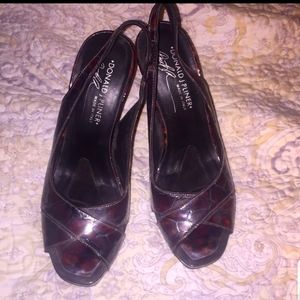 Donald J Pliner Open Toe Strappy Slingback Alligator Print High Heel Shoes